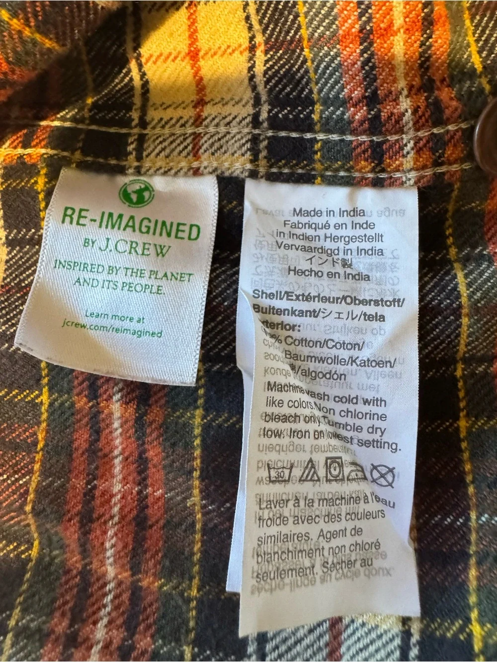 J.Crew Mid-Weight Double Brushed Plaid Flannel Button Down Shirt Size Large Slim